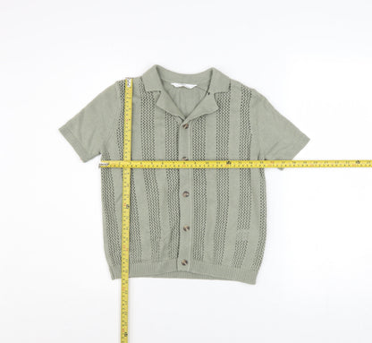 Boys UK Size 8-9 Years Marks and Spencer Green Basic Button-Up