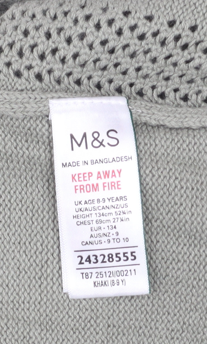 Boys UK Size 8-9 Years Marks and Spencer Green Basic Button-Up