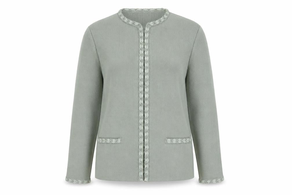 Womens UK Size 16 Tricoville Green Cardigan Jumper