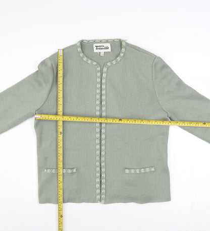 Womens UK Size 16 Tricoville Green Cardigan Jumper