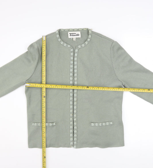 Womens UK Size 16 Tricoville Green Cardigan Jumper