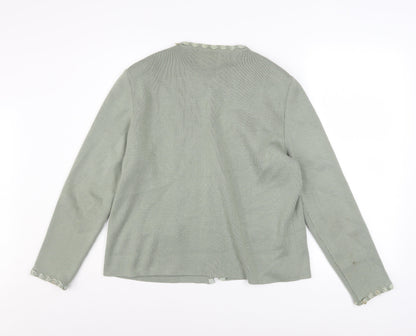 Womens UK Size 16 Tricoville Green Cardigan Jumper