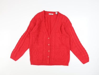 Womens UK Size S Woods & Gray Red Cardigan Jumper