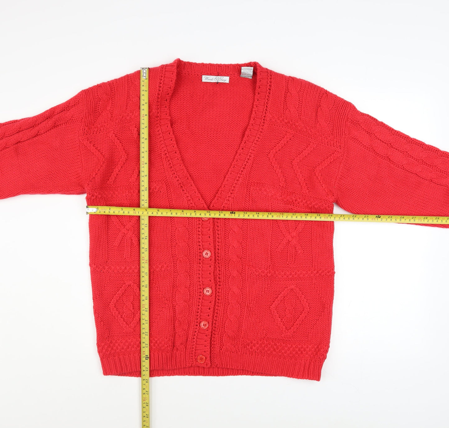 Womens UK Size S Woods & Gray Red Cardigan Jumper