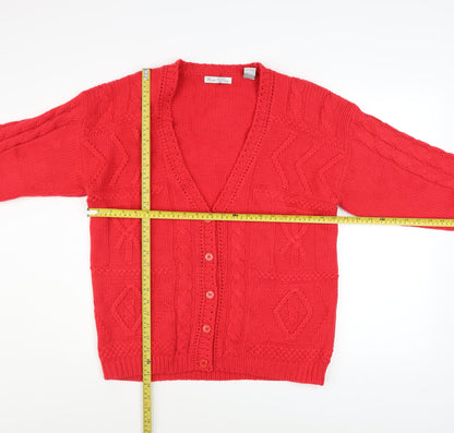 Womens UK Size S Woods & Gray Red Cardigan Jumper