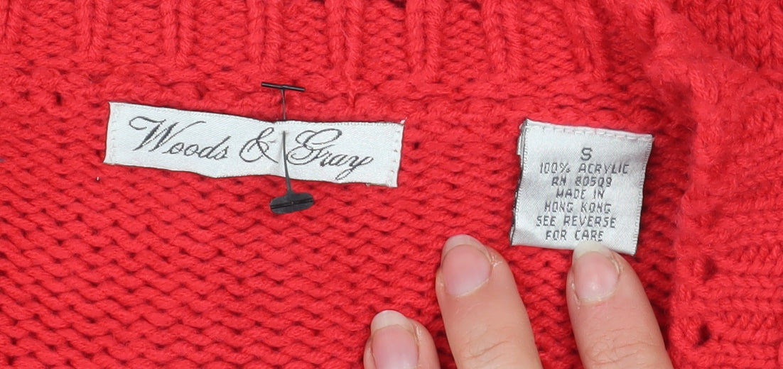 Womens UK Size S Woods & Gray Red Cardigan Jumper