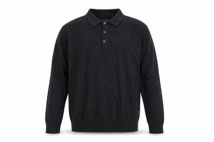 Peter Werth Men's Black Cotton Long Sleeve Button-Up Polo Shirt Size L