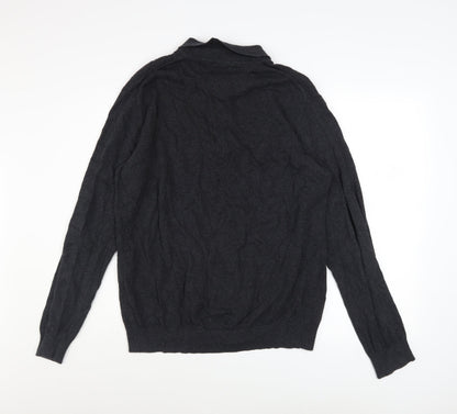 Peter Werth Men's Black Cotton Long Sleeve Button-Up Polo Shirt Size L