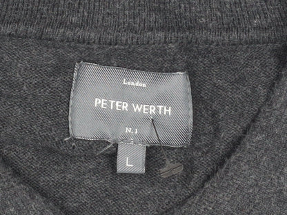 Peter Werth Men's Black Cotton Long Sleeve Button-Up Polo Shirt Size L