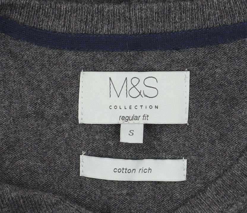 Mens UK Size S Marks and Spencer Grey Pullover Jumper
