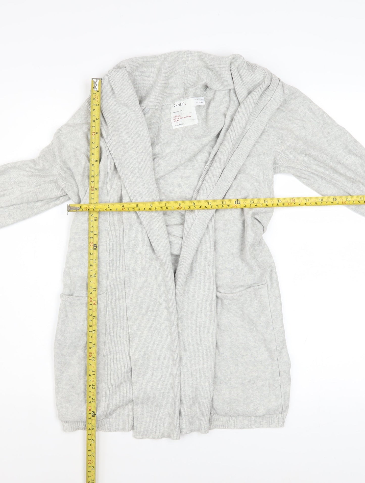 Mens UK Size XS Topman Grey Cardigan Jumper
