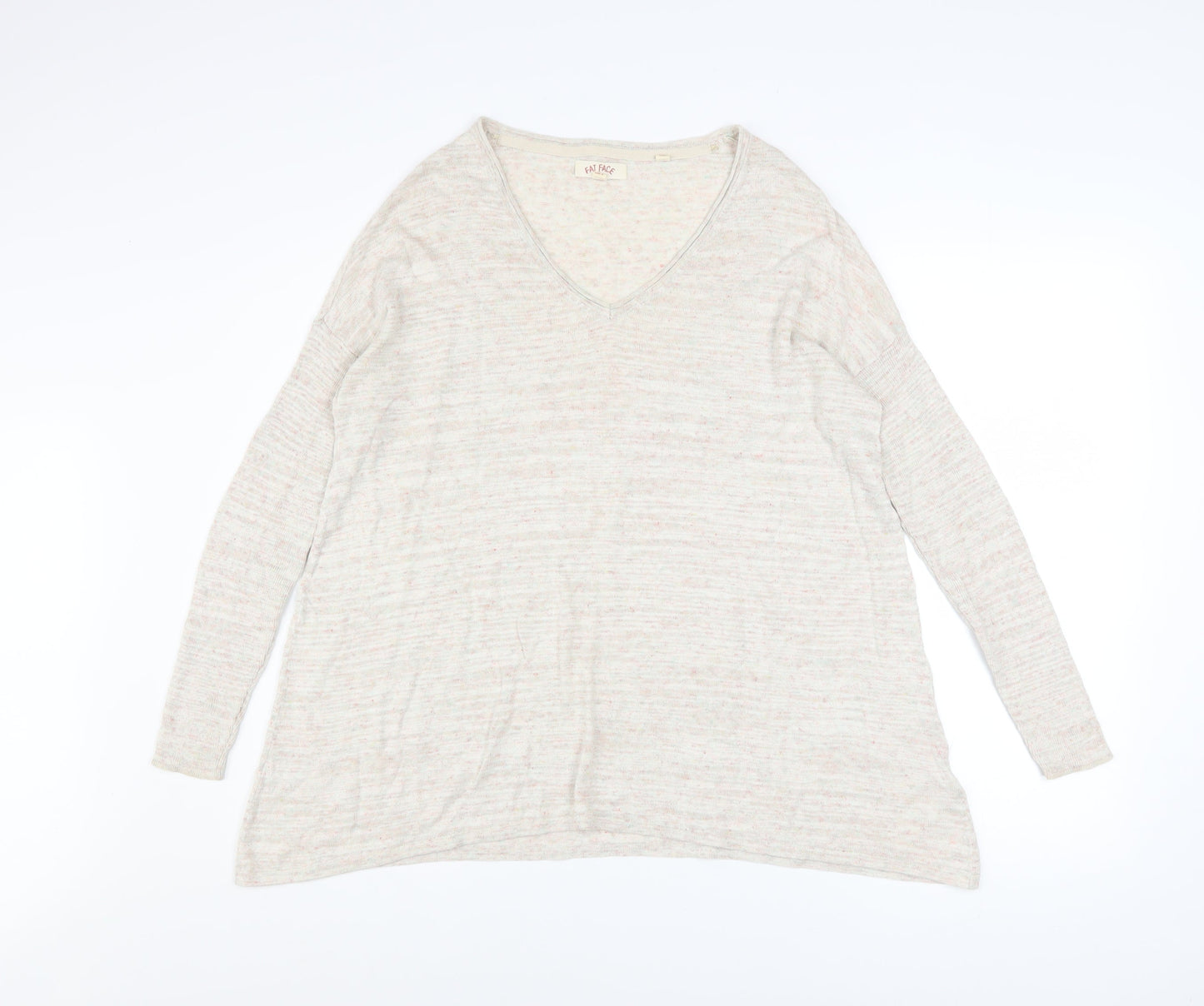 Womens UK Size 8 Fat Face Beige Pullover Jumper