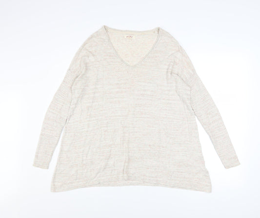 Womens UK Size 8 Fat Face Beige Pullover Jumper