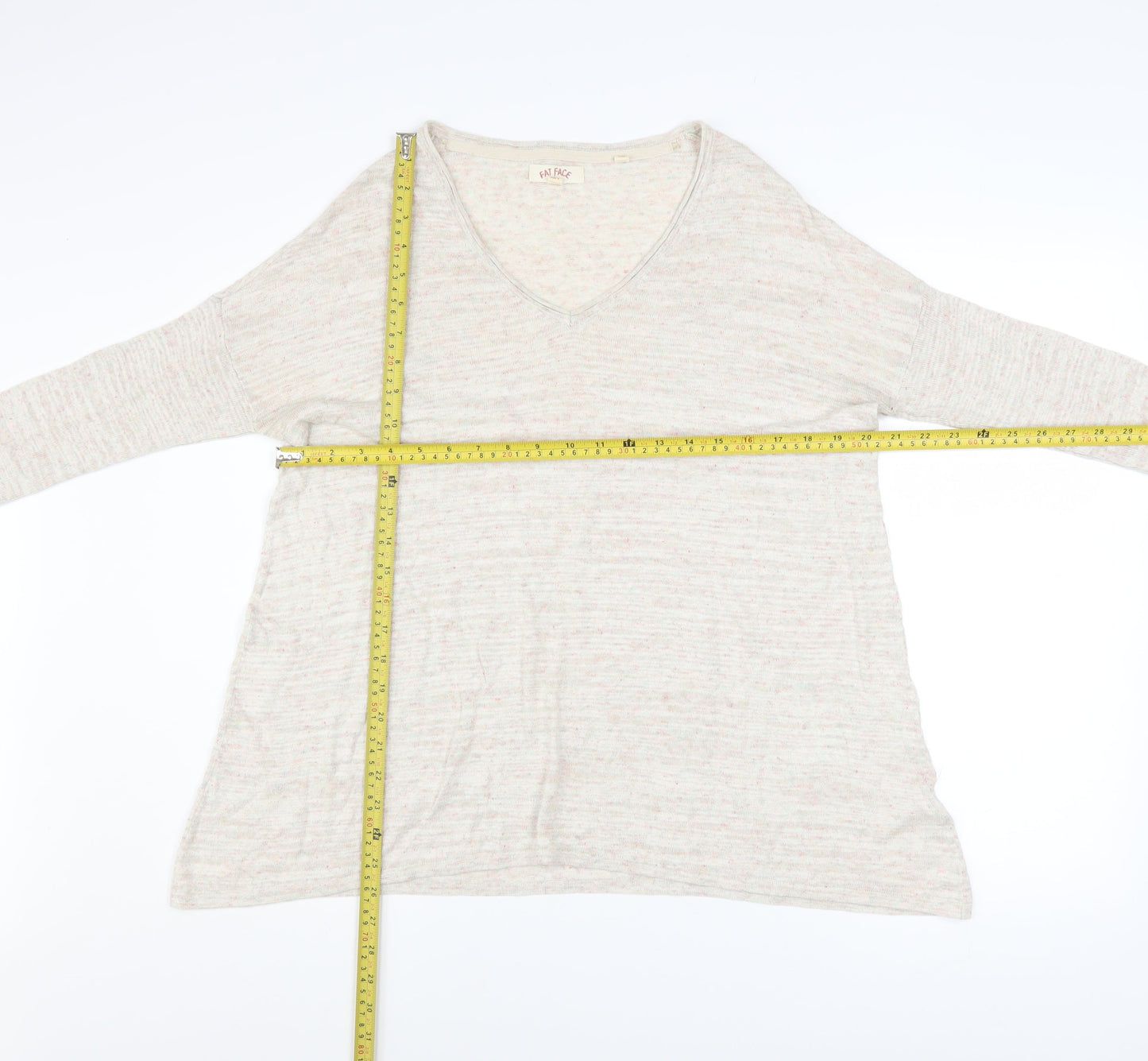 Womens UK Size 8 Fat Face Beige Pullover Jumper