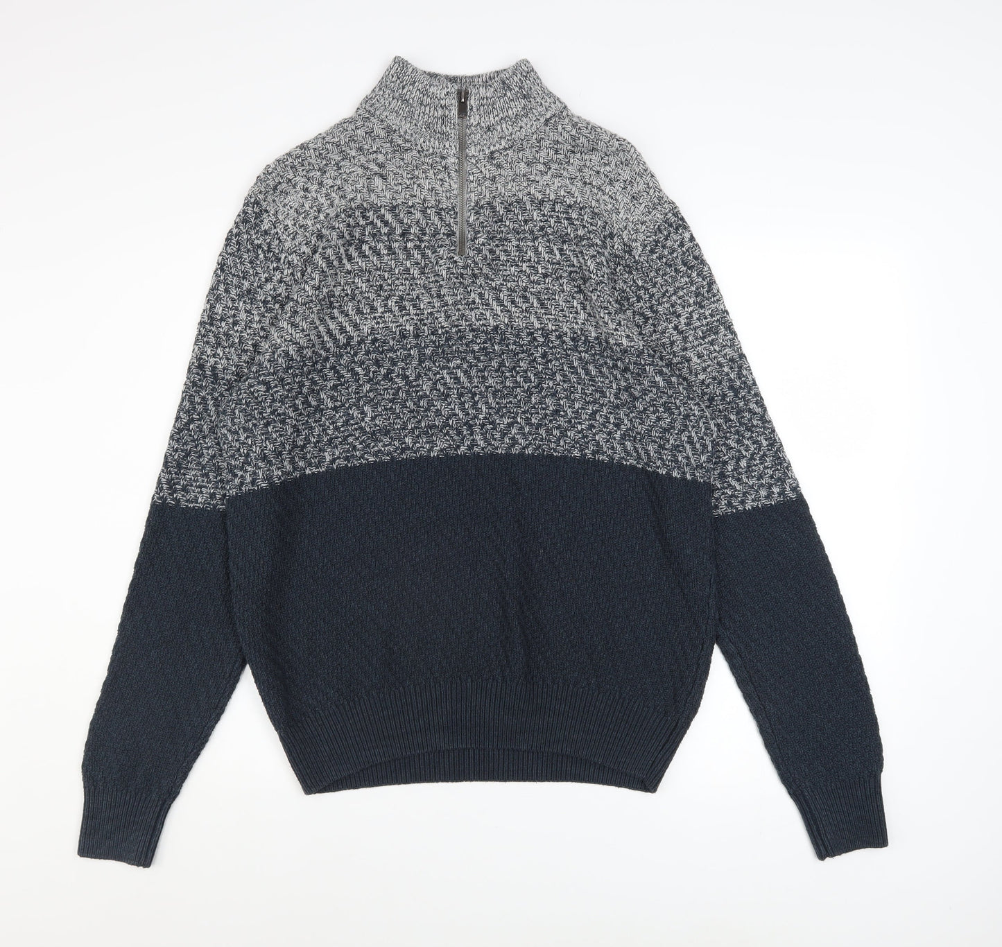 Mens UK Size M TU Grey 1/2 Zip Jumper