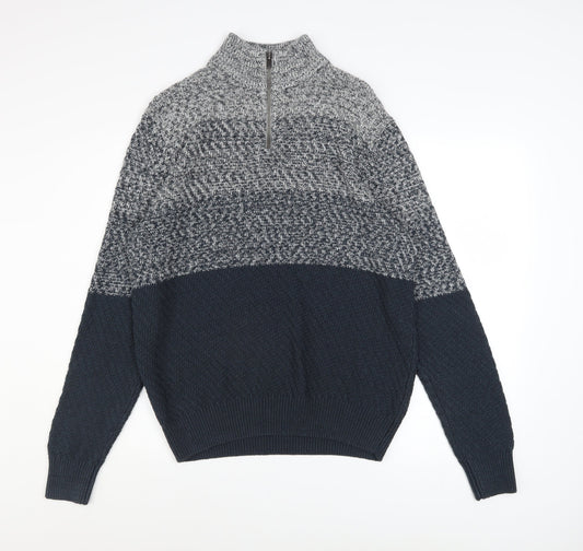 Mens UK Size M TU Grey 1/2 Zip Jumper