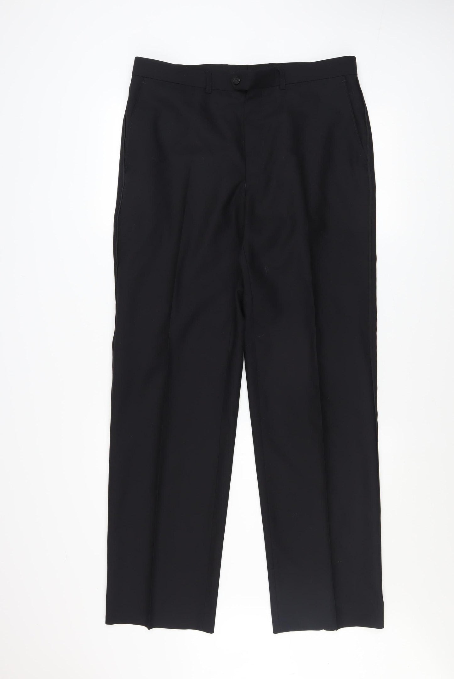Marks and Spencer Men’s Black Wool Blend Dress Pants 34W 33L Regular Fit