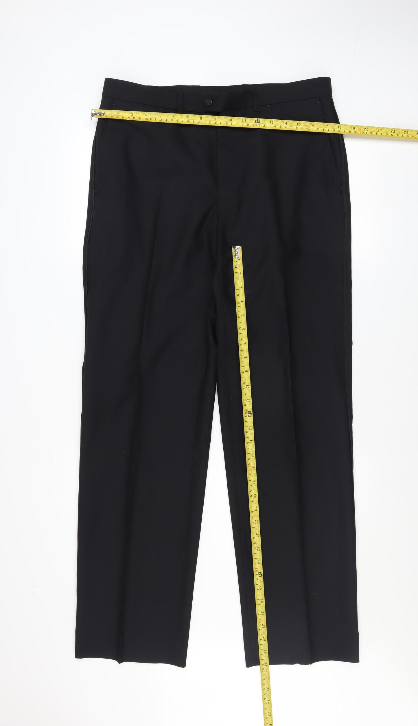 Marks and Spencer Men’s Black Wool Blend Dress Pants 34W 33L Regular Fit