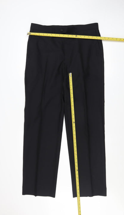 Marks and Spencer Men’s Black Wool Blend Dress Pants 34W 33L Regular Fit
