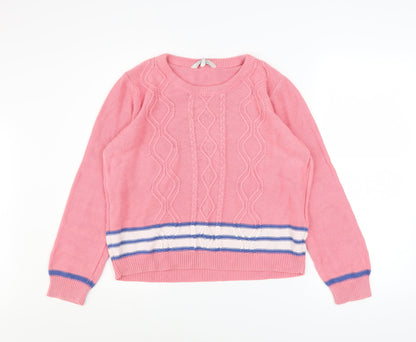 Peacocks Women’s Pink Cotton Cable-Knit Jumper Size L