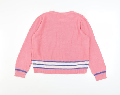 Peacocks Women’s Pink Cotton Cable-Knit Jumper Size L