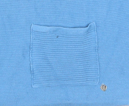 Rabe Women Blue Cotton Blend Zip Knit Jacket Size 18