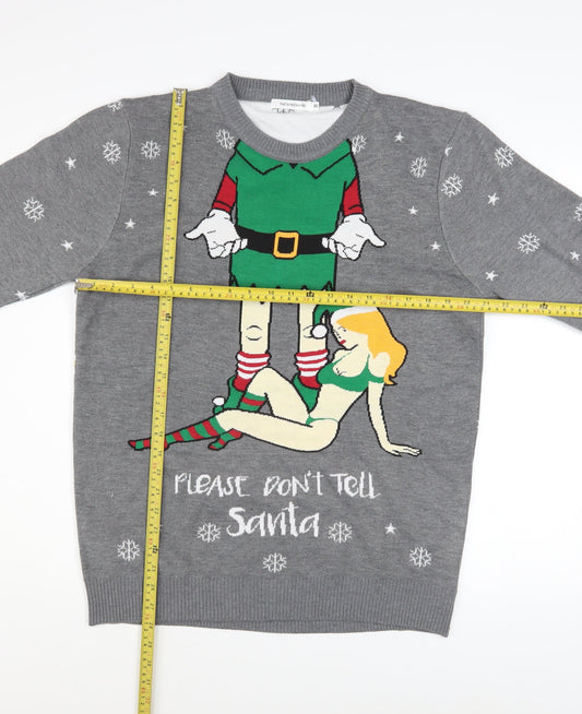 Noroze Men's Grey XL Funny Christmas Jumper Please Don't Tell Santa