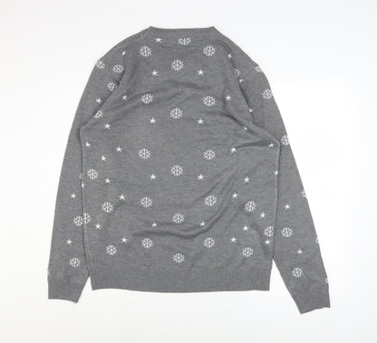 Noroze Men's Grey XL Funny Christmas Jumper Please Don't Tell Santa