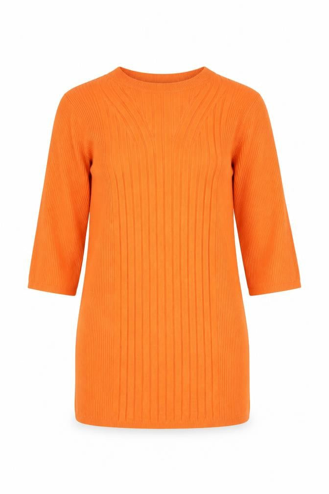 Marks and Spencer Womens Orange Knit 3/4 Sleeve Basic T-Shirt M