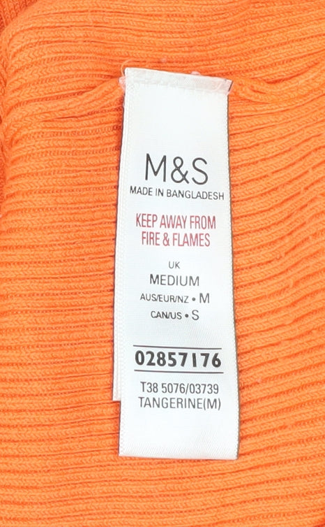 Marks and Spencer Womens Orange Knit 3/4 Sleeve Basic T-Shirt M