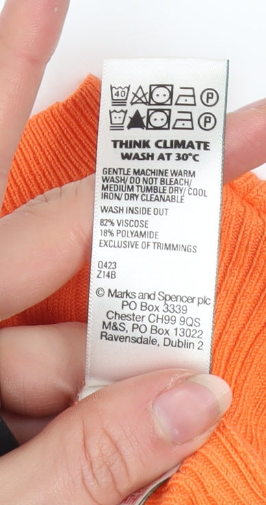 Marks and Spencer Womens Orange Knit 3/4 Sleeve Basic T-Shirt M