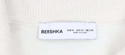 Bershka Women’s Black White Striped V-Neck Knit Jumper Size 12