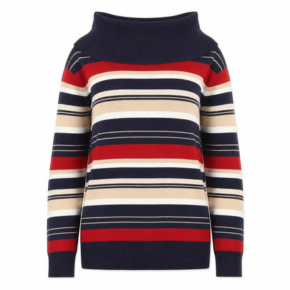 Isle Essentials Women’s Multicoloured Roll Neck Stripe Jumper Size M 14-16