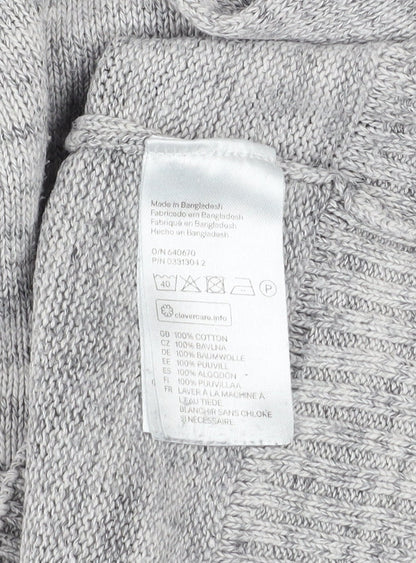 L.O.G.G. Men's Grey Cotton 1/2 Zip High Neck Jumper M