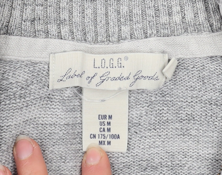 L.O.G.G. Men's Grey Cotton 1/2 Zip High Neck Jumper M