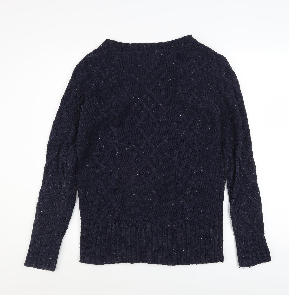 Superdry Women's Blue Cable Knit Wool Crew Neck Jumper Size M