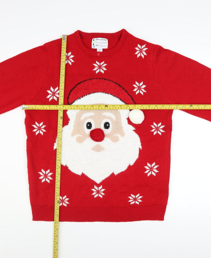 Merry Christmas Men's Red Santa Graphic Knit Jumper Size L