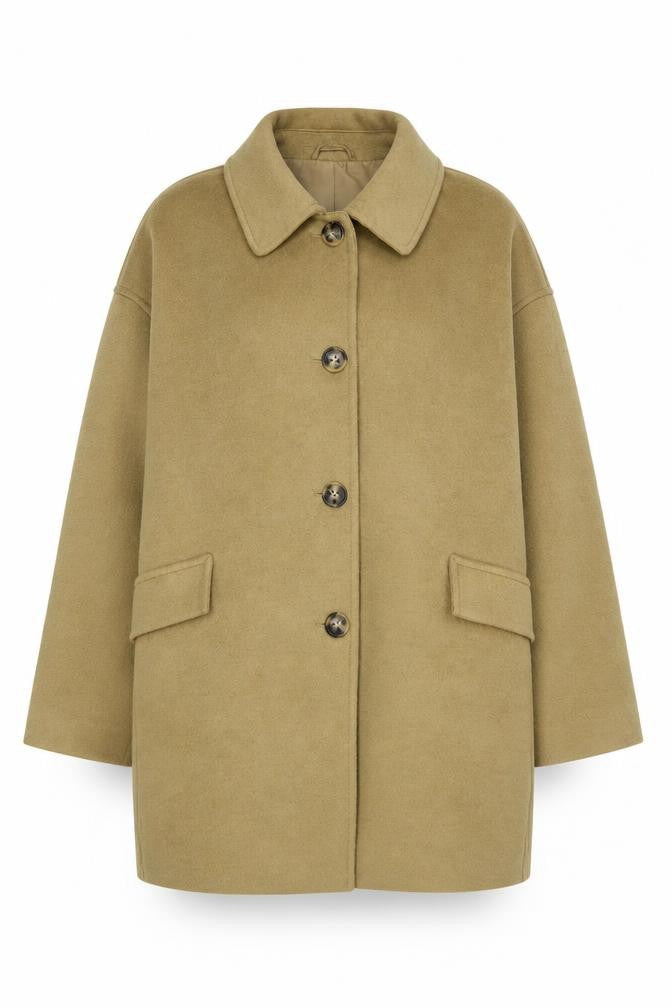 Marks and Spencer Women Beige Overcoat Size 22 Petite Classic Style