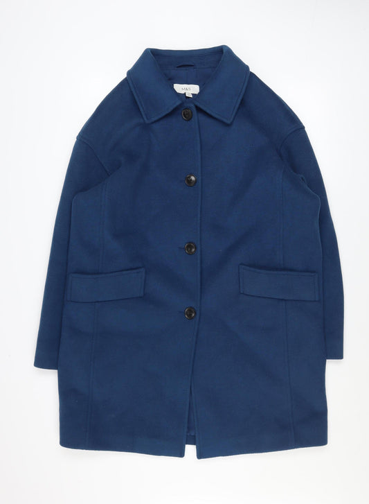Womens UK Size 14 Marks and Spencer Blue Overcoat