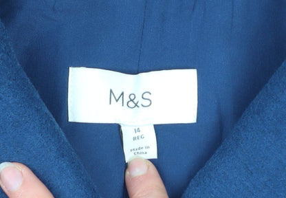 Womens UK Size 14 Marks and Spencer Blue Overcoat