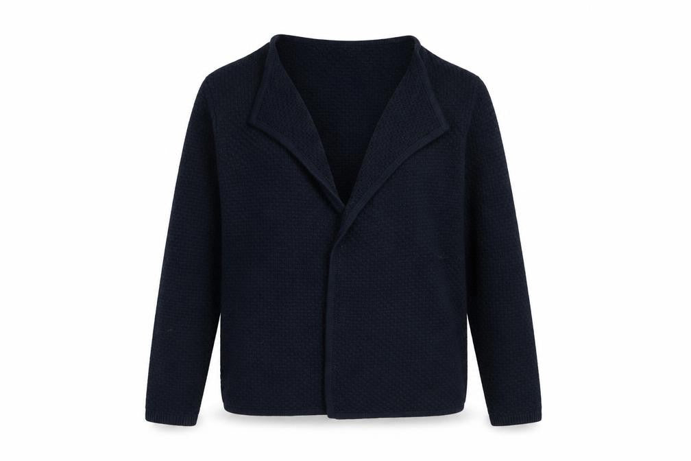 Front view of Crew Clothing Women’s Blue Knit Open Cardigan, size M