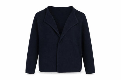 Front view of Crew Clothing Women’s Blue Knit Open Cardigan, size M