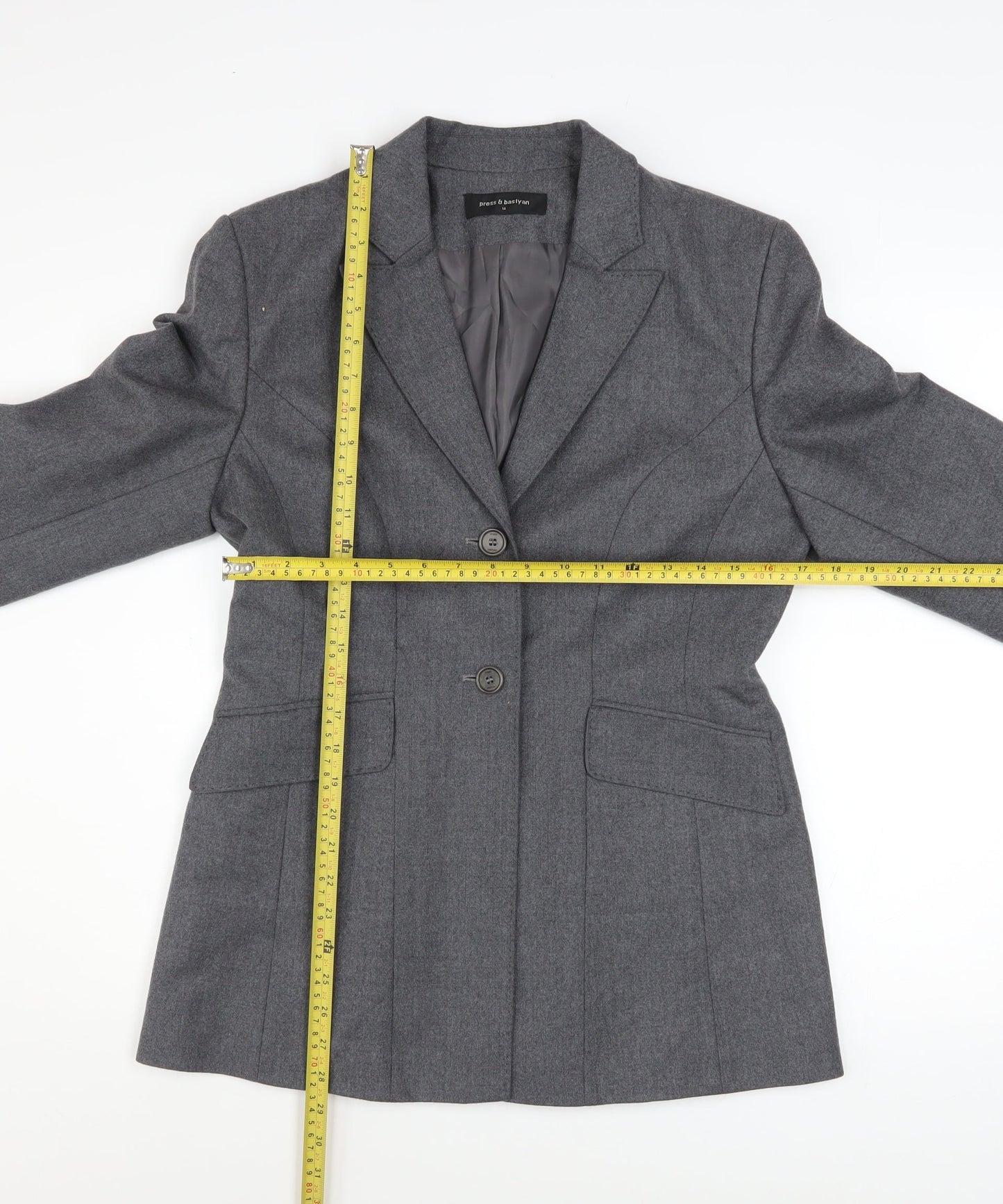 Womens UK Size 14 Press & Bastyan Regular Grey Blazer