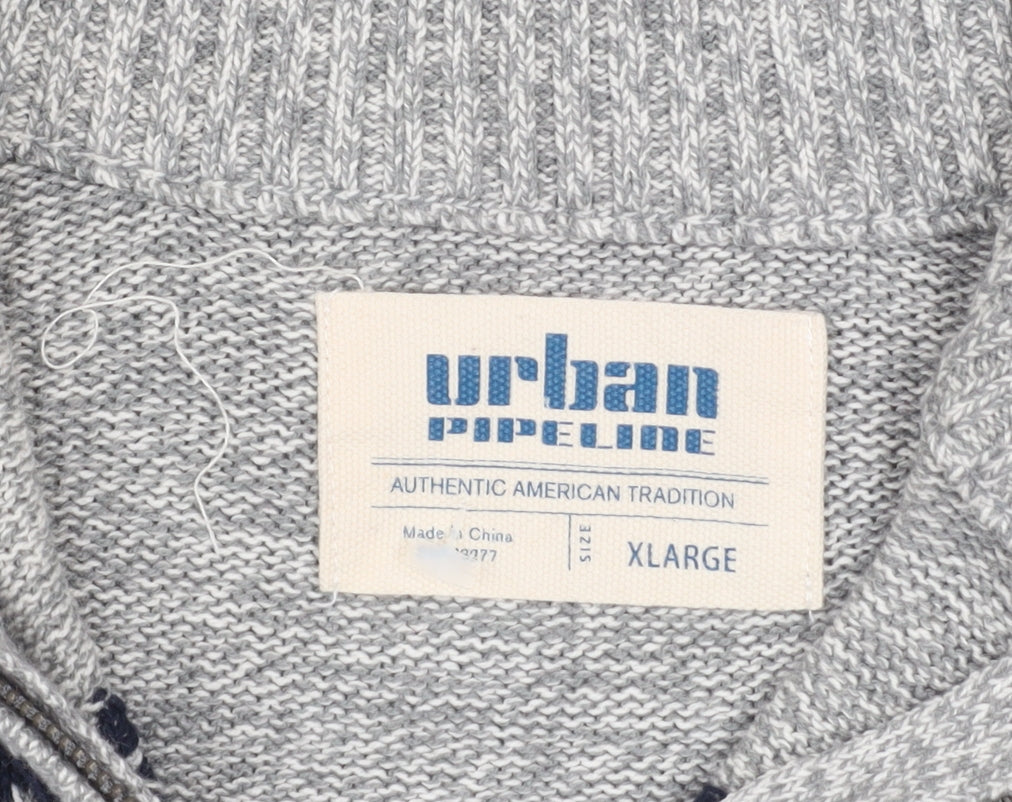 Mens UK Size XL Urban Pipeline Grey Half Zip Jumper
