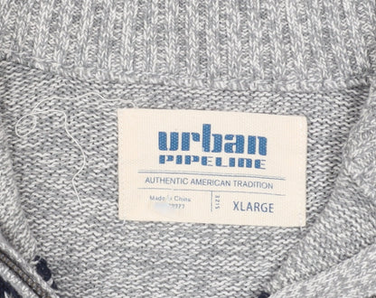 Mens UK Size XL Urban Pipeline Grey Half Zip Jumper