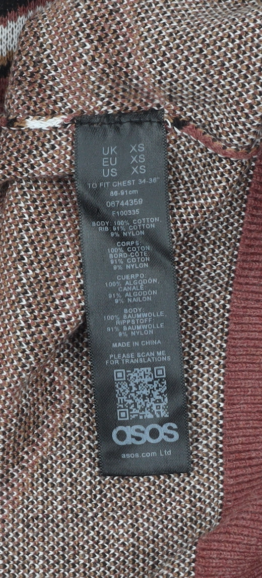 Mens UK Size XS ASOS Brown Pullover Jumper