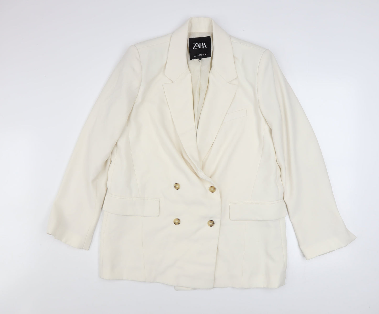 Womens UK Size L Zara Regular Ivory Blazer