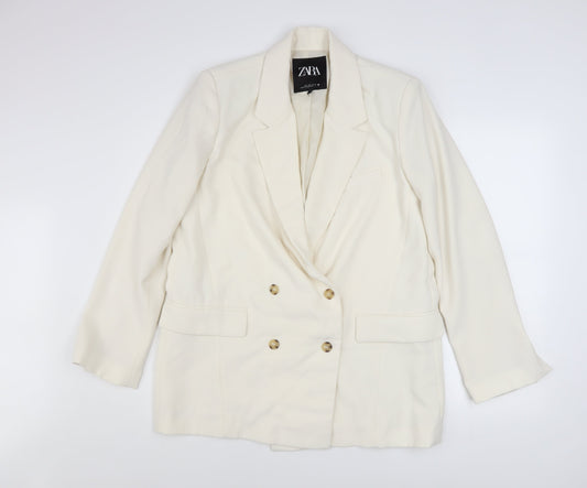 Womens UK Size L Zara Regular Ivory Blazer