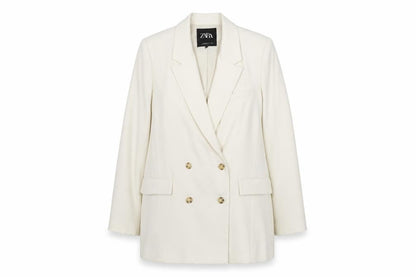Womens UK Size L Zara Regular Ivory Blazer