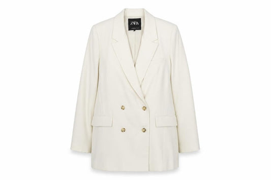 Womens UK Size L Zara Regular Ivory Blazer